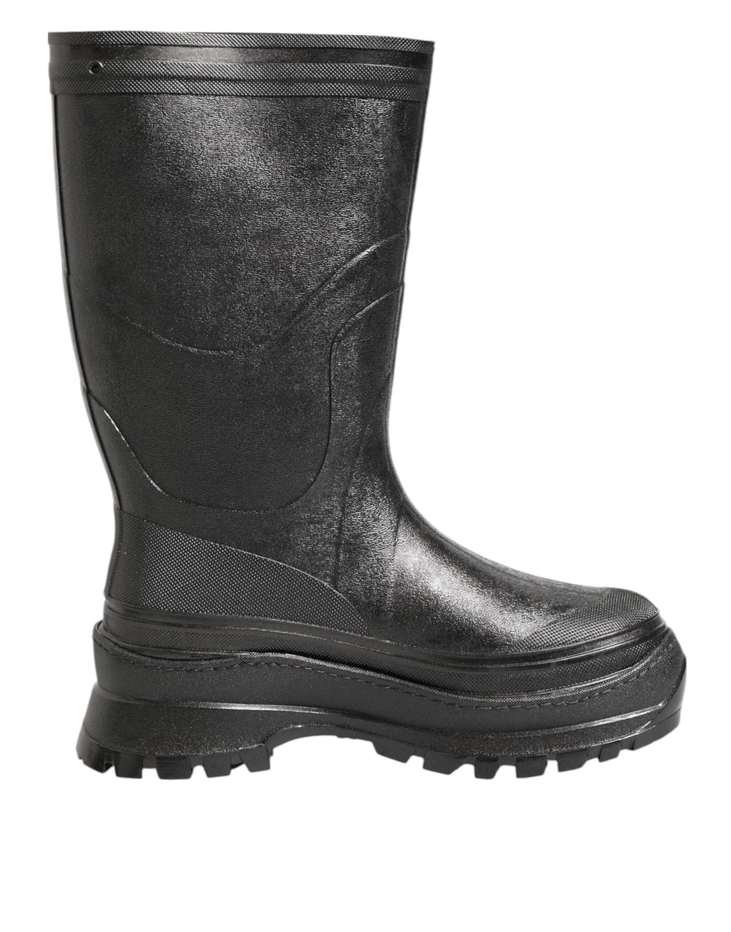 Dolce &amp; Gabbana Metallic Black Pull On Rain Boots Men Shoes