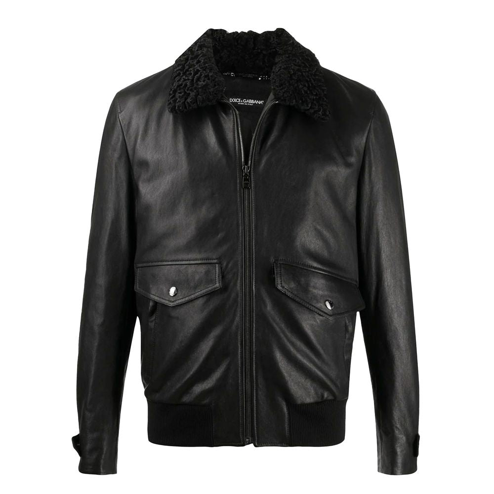 Dolce &amp; Gabbana Black Lambskin Jacket
