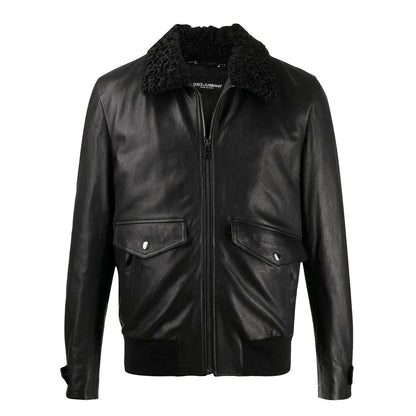 Dolce &amp; Gabbana Black Lambskin Jacket