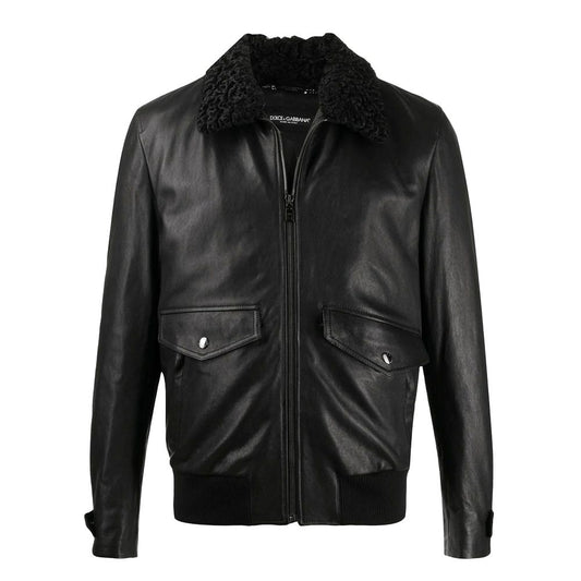 Dolce &amp; Gabbana Black Lambskin Jacket