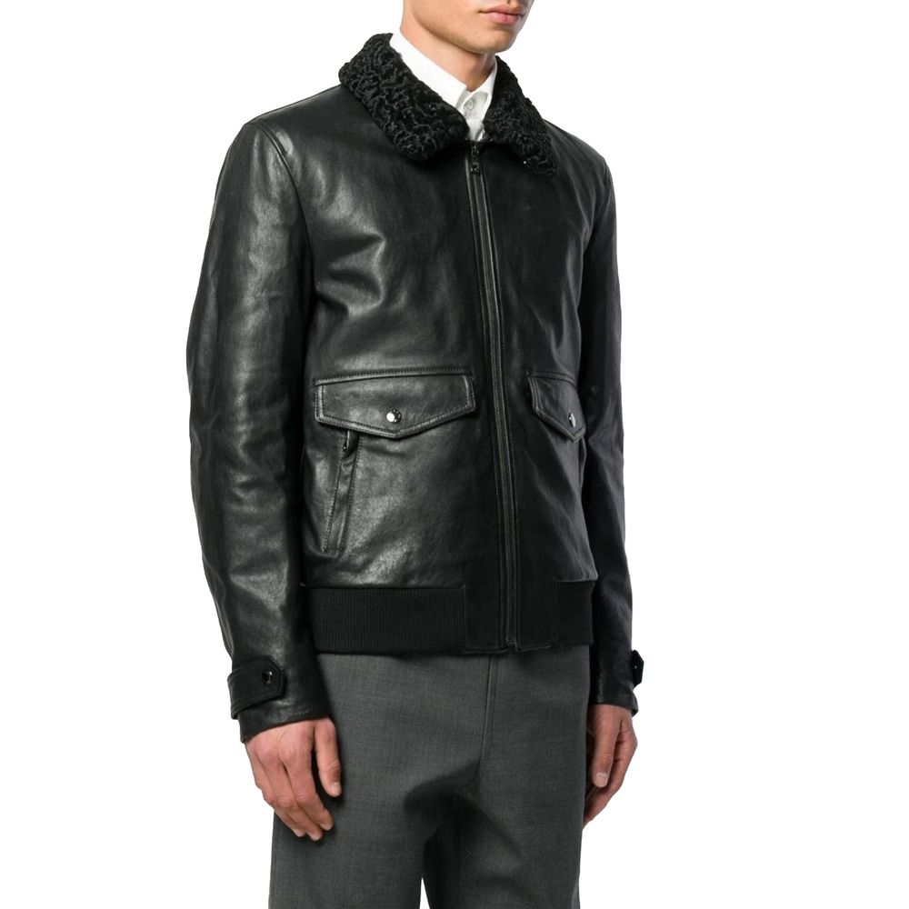 Dolce &amp; Gabbana Black Lambskin Jacket