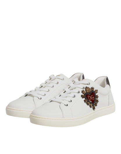 Dolce &amp; Gabbana White Sacred Heart Men Low Top Sneakers Shoes