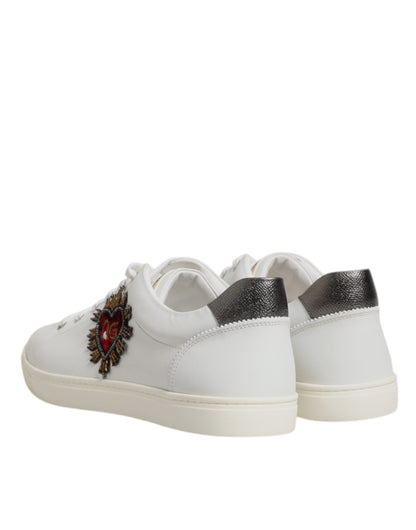 Dolce &amp; Gabbana White Sacred Heart Men Low Top Sneakers Shoes