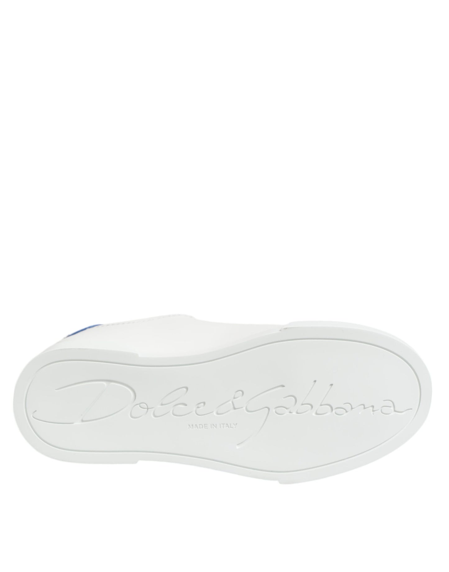 Dolce &amp; Gabbana White Blue Leather Low Top Sneakers Shoes
