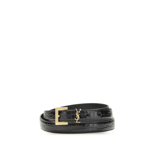 Saint Laurent Crocodile Effect Cassandre Belt
