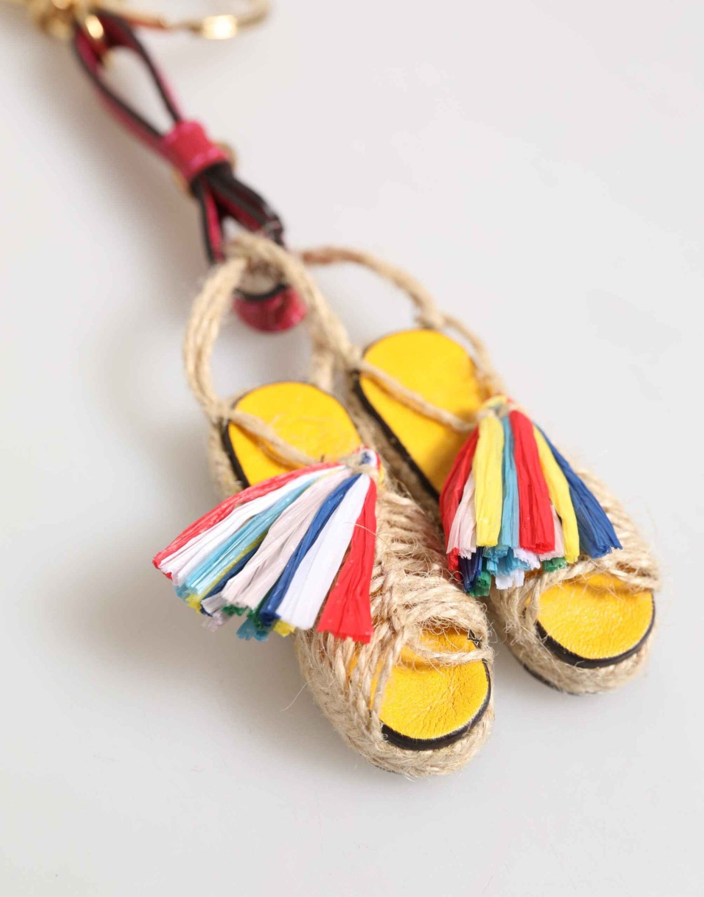 Dolce & Gabbana Red Yellow Mini Espadrille Style Charm Keychain Keyring