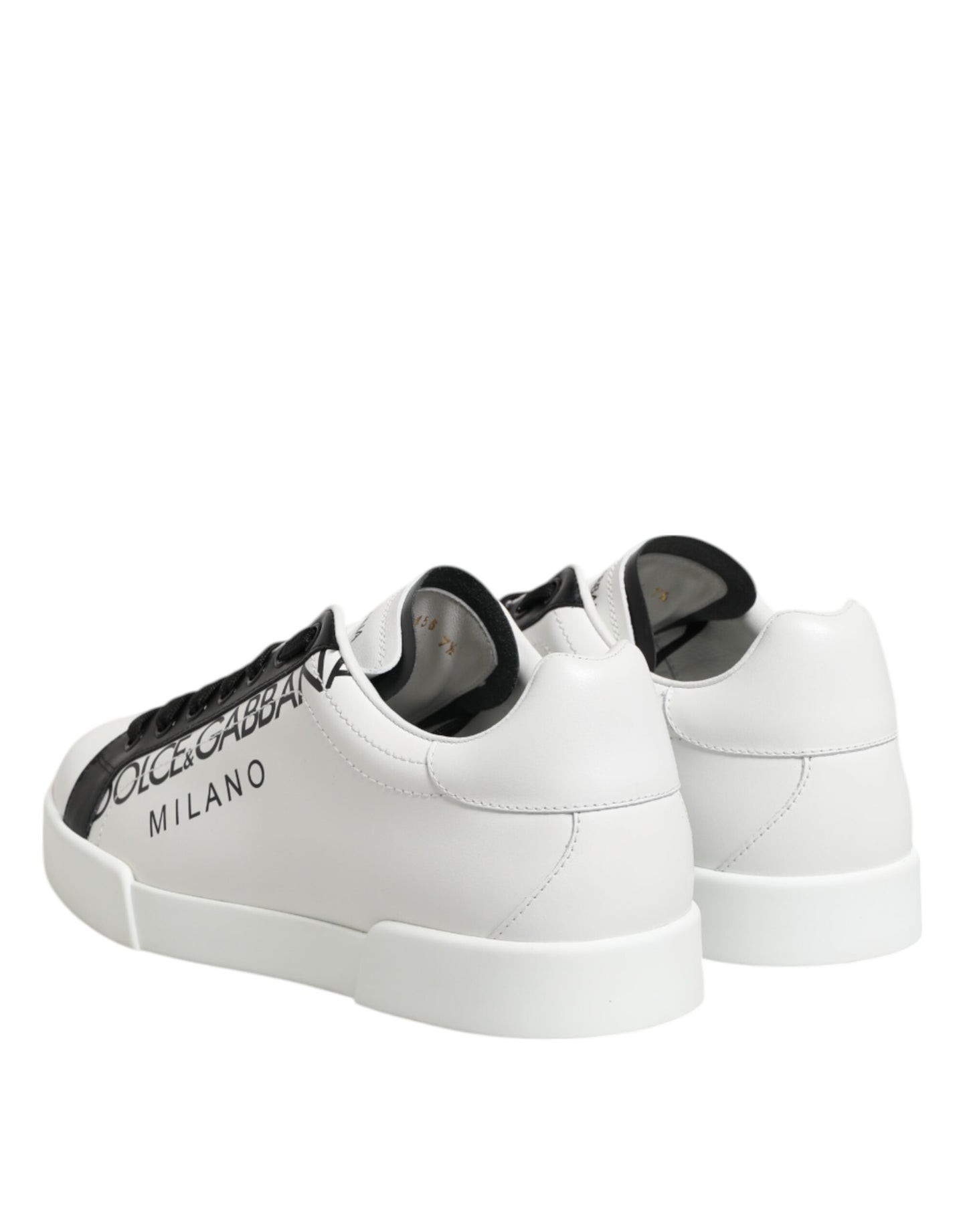 Dolce & Gabbana Black White Leather Portofino Sneaker Shoes
