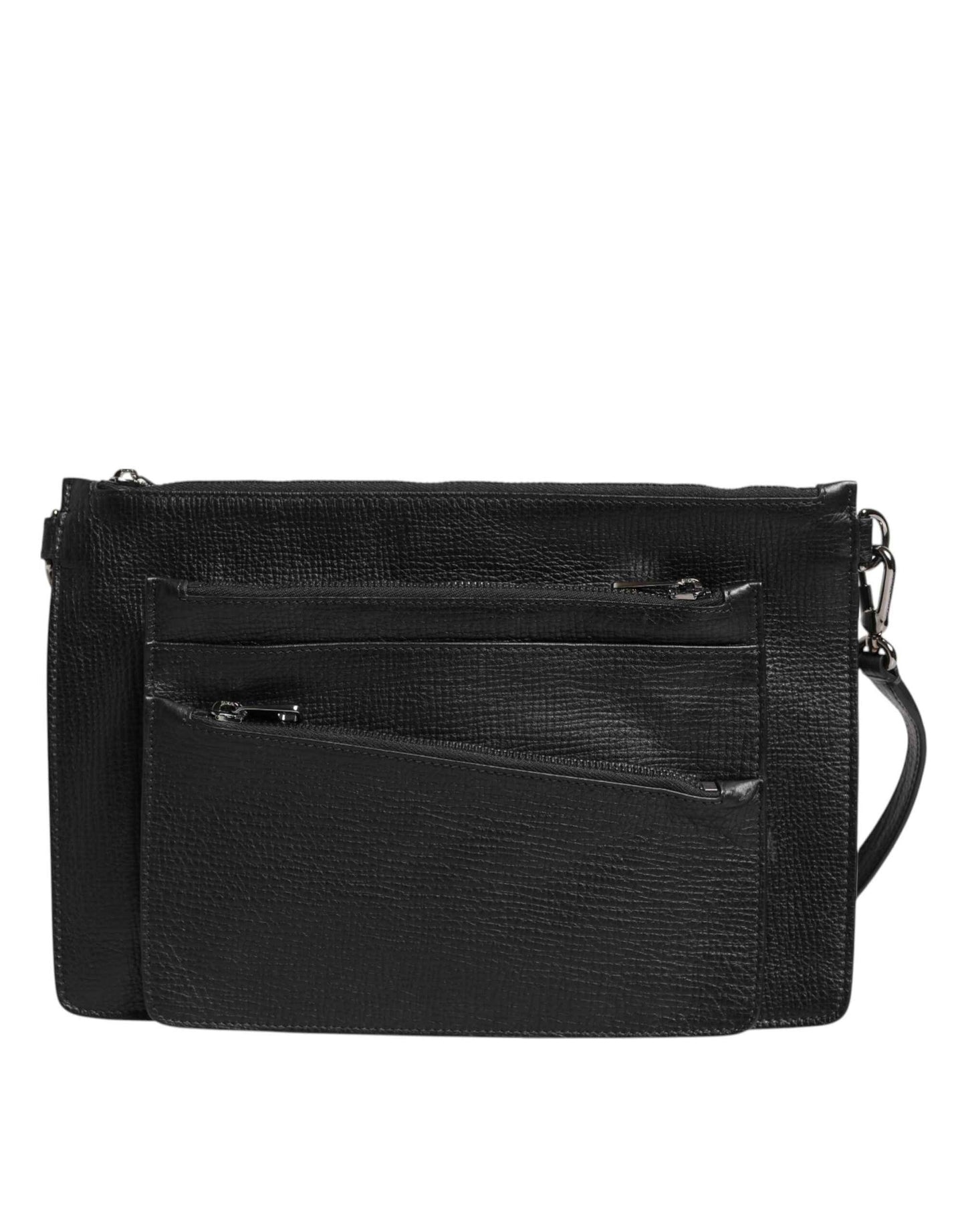 Dolce & Gabbana Black Palmellato Leather Logo Plaque Shoulder Borse Bag