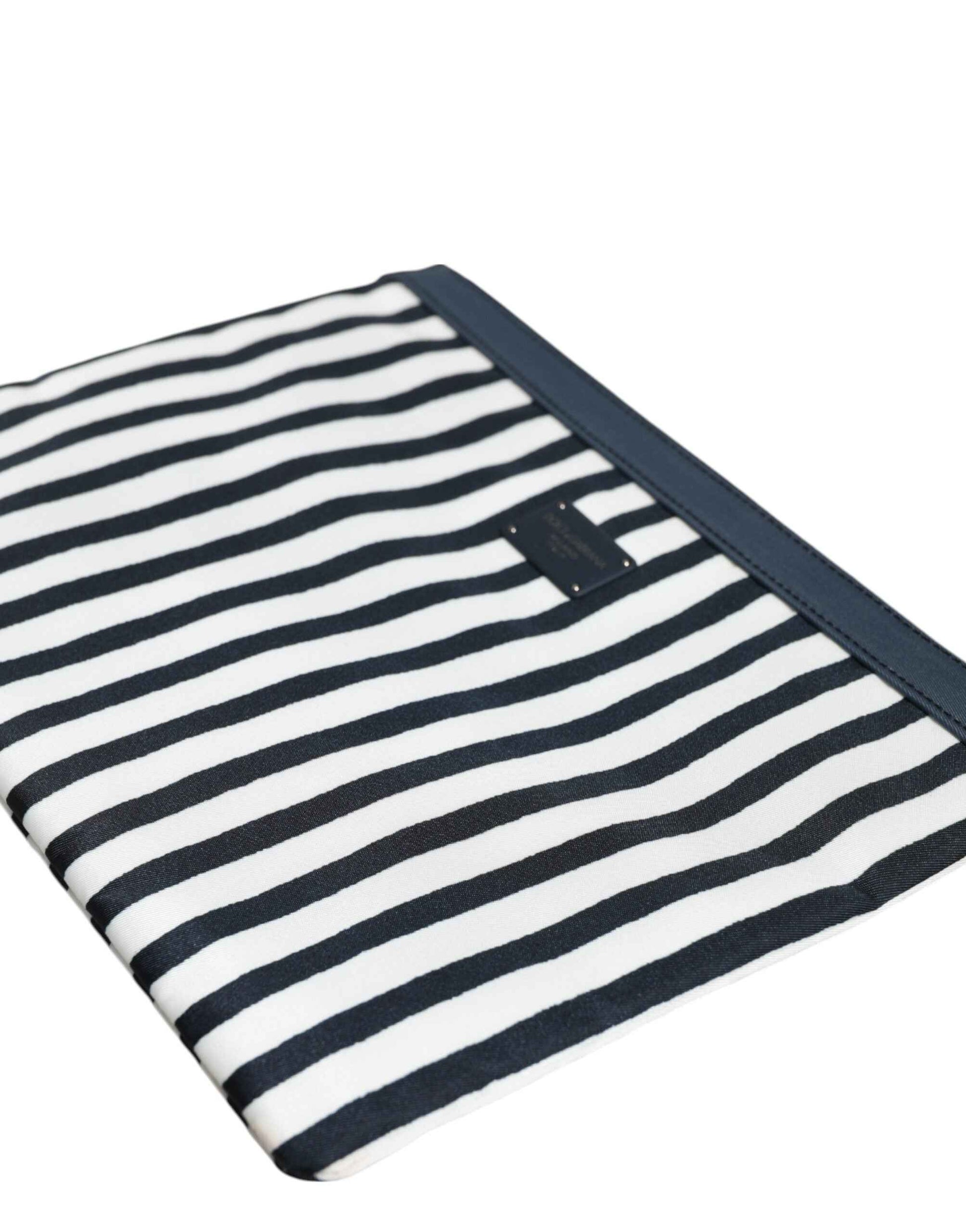 Dolce & Gabbana Black White Striped Logo Plaque Clutch Borse Pouch Bag by Dolce & Gabbana