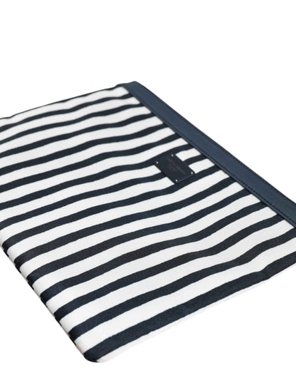 Dolce & Gabbana Black White Striped Logo Plaque Clutch Borse Pouch Bag by Dolce & Gabbana