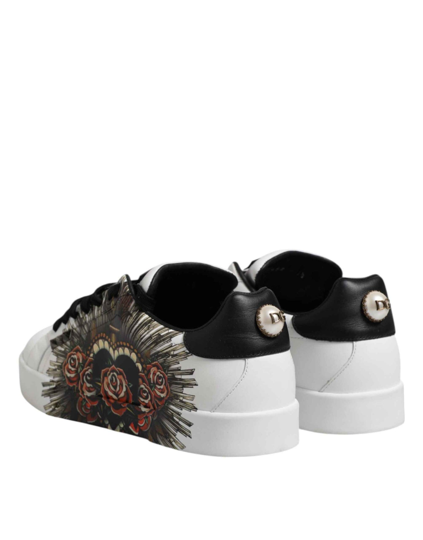 Dolce & Gabbana White Leather Portofino Lace Up Sneakers Shoes by Dolce & Gabbana