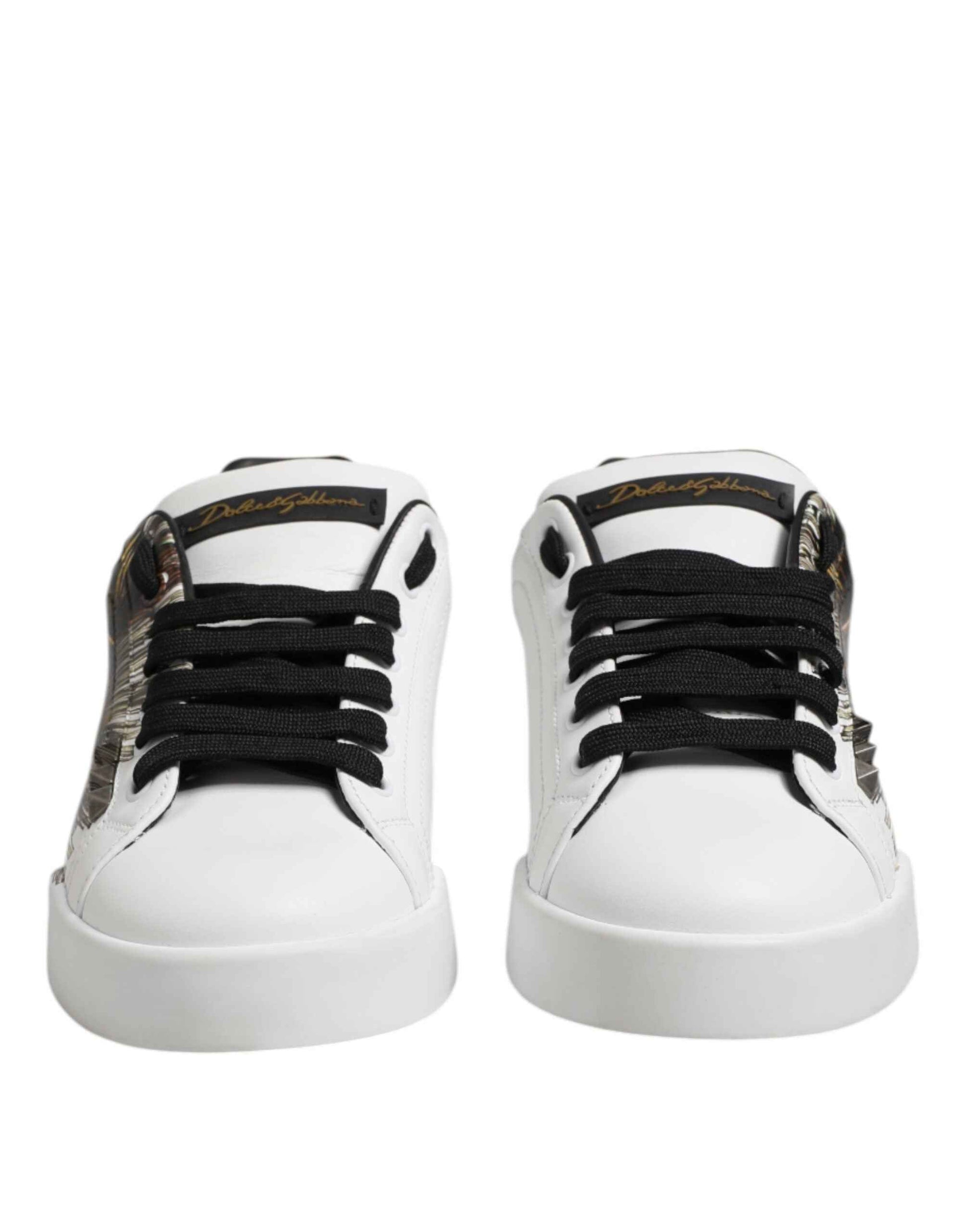 Dolce & Gabbana White Leather Portofino Lace Up Sneakers Shoes by Dolce & Gabbana