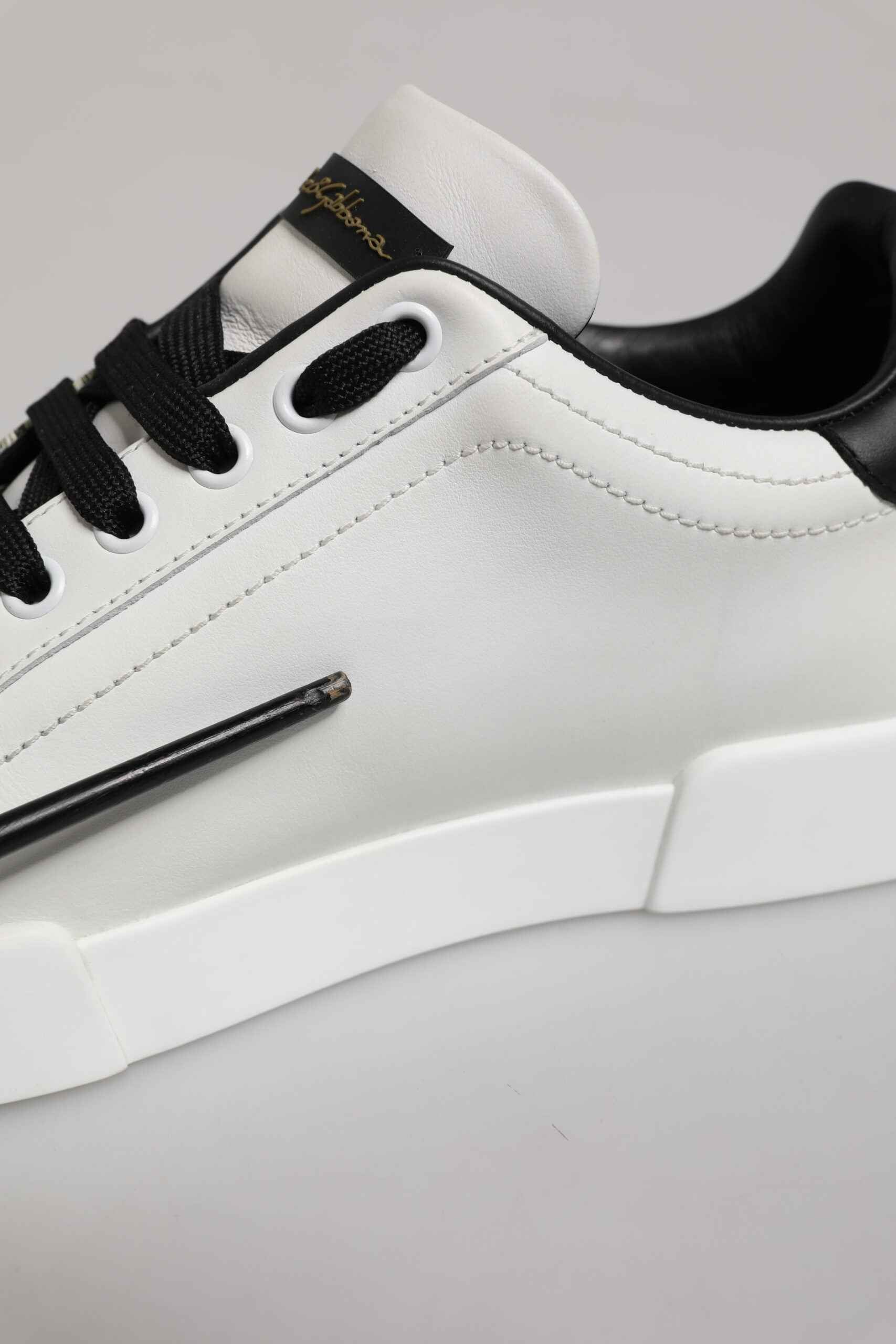 Dolce & Gabbana White Leather Portofino Lace Up Sneakers Shoes by Dolce & Gabbana