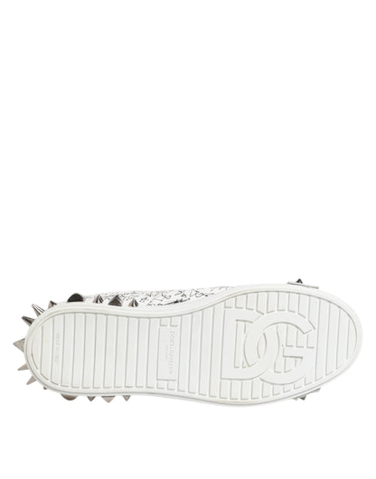 Dolce &amp; Gabbana White Portofino Studded Men Sneakers Shoes