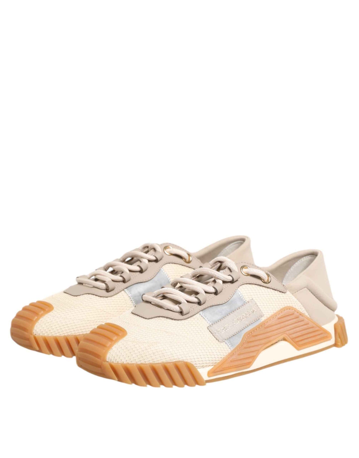 Dolce & Gabbana Beige Lace Up Low Top NS1 Men Sneakers Shoes by Dolce & Gabbana