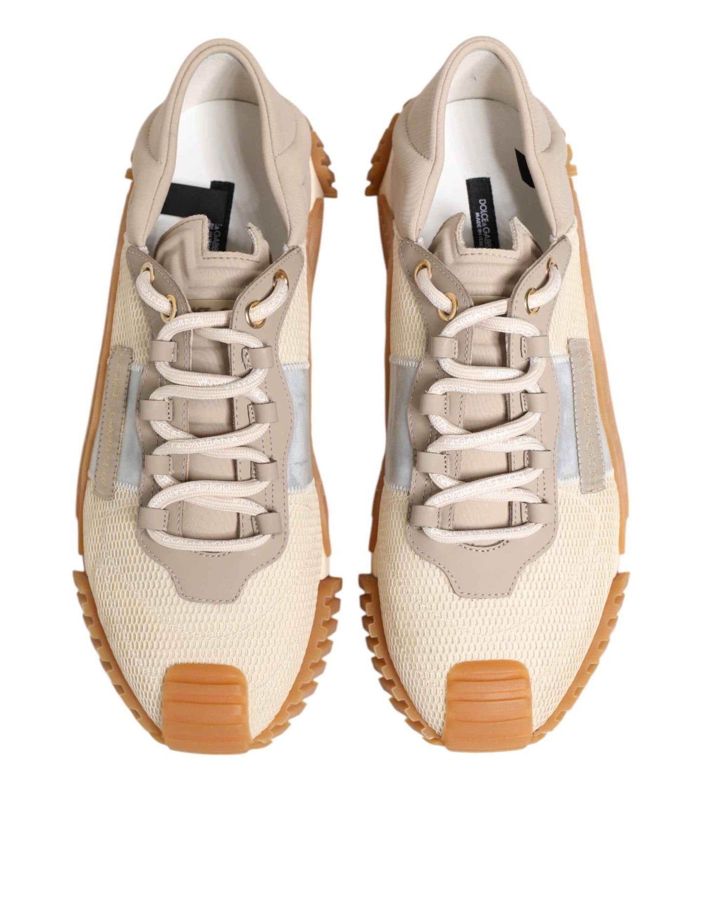 Dolce & Gabbana Beige Lace Up Low Top NS1 Men Sneakers Shoes by Dolce & Gabbana