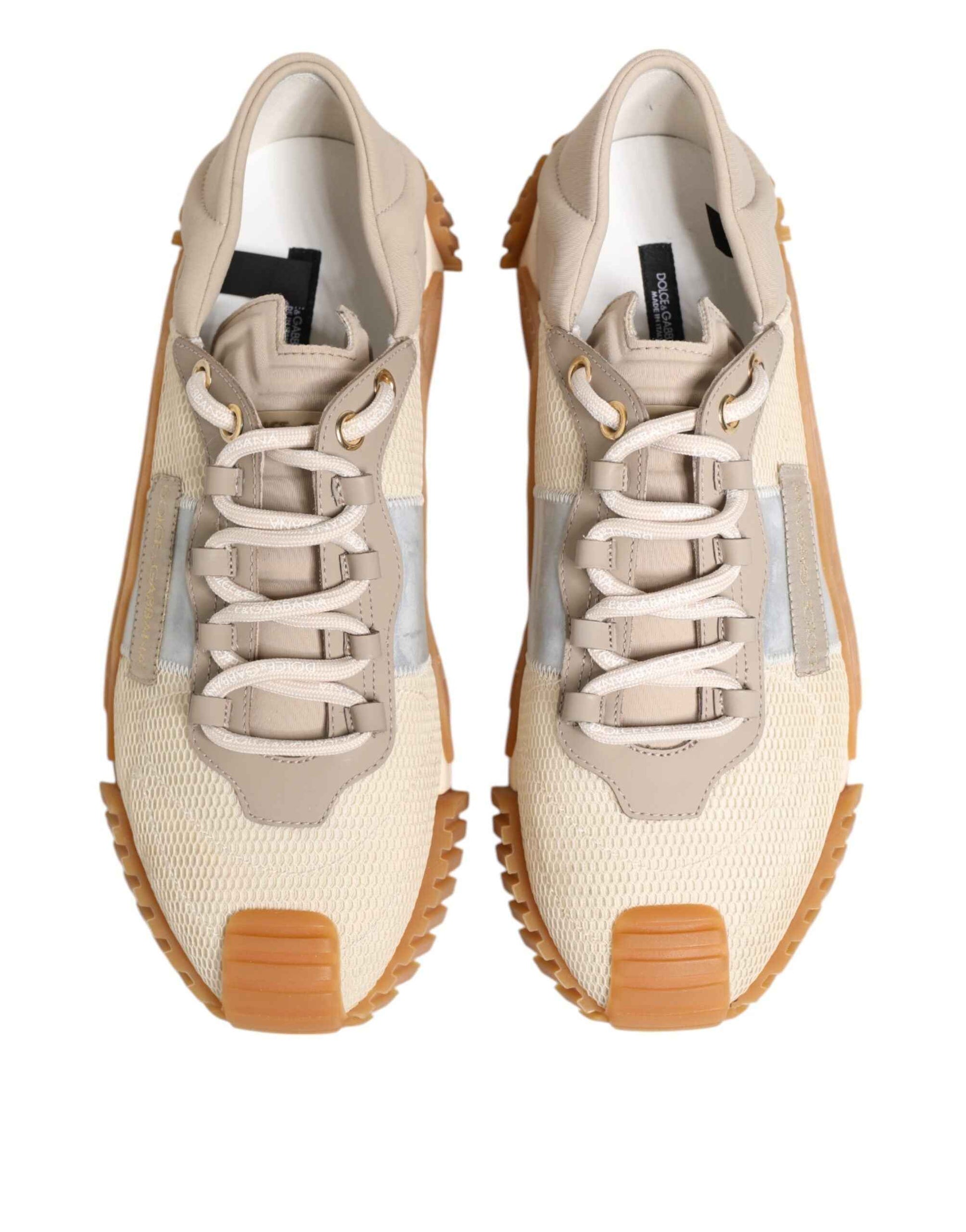 Dolce & Gabbana Beige Lace Up Low Top NS1 Men Sneakers Shoes by Dolce & Gabbana