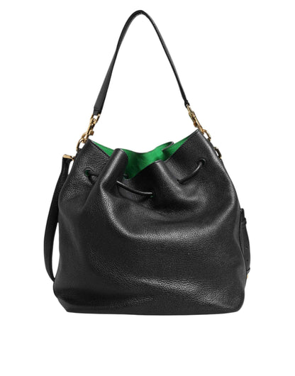 Dolce & Gabbana Black Leather Shoulder Crossbody Bucket Women Borse Bag