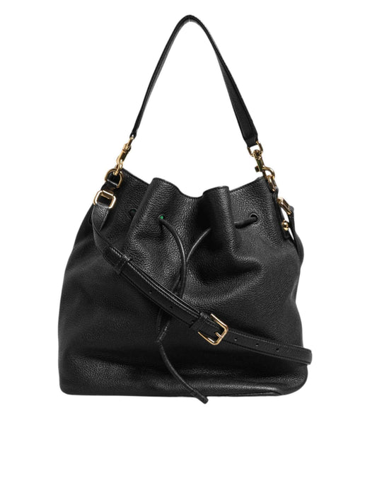 Dolce & Gabbana Black Leather Shoulder Crossbody Bucket Women Borse Bag