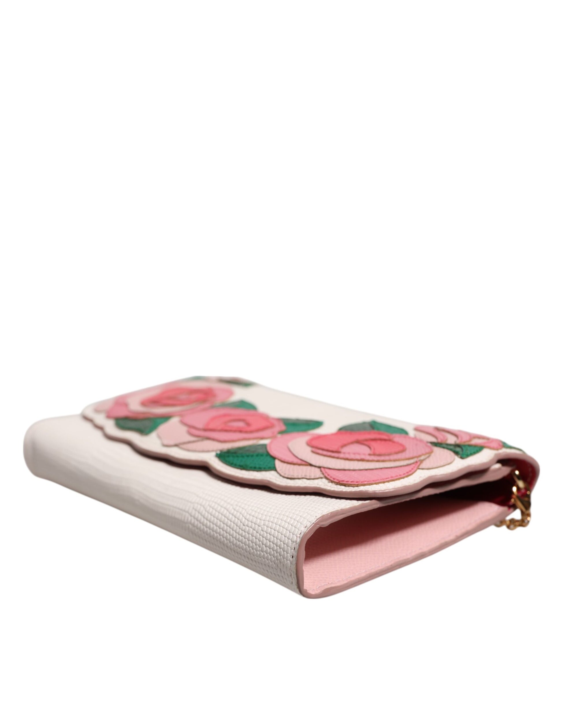 Dolce & Gabbana White Floral Leather Wallet Crossbody Gold Chain Bag - from Dolce & Gabbana