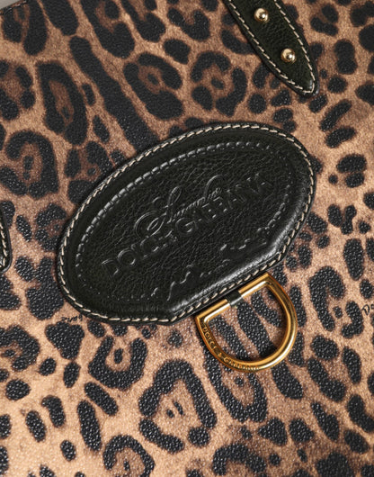 Dolce &amp; Gabbana Multicolor Leopard Shopping Tote Shoulder Women Borse Bag