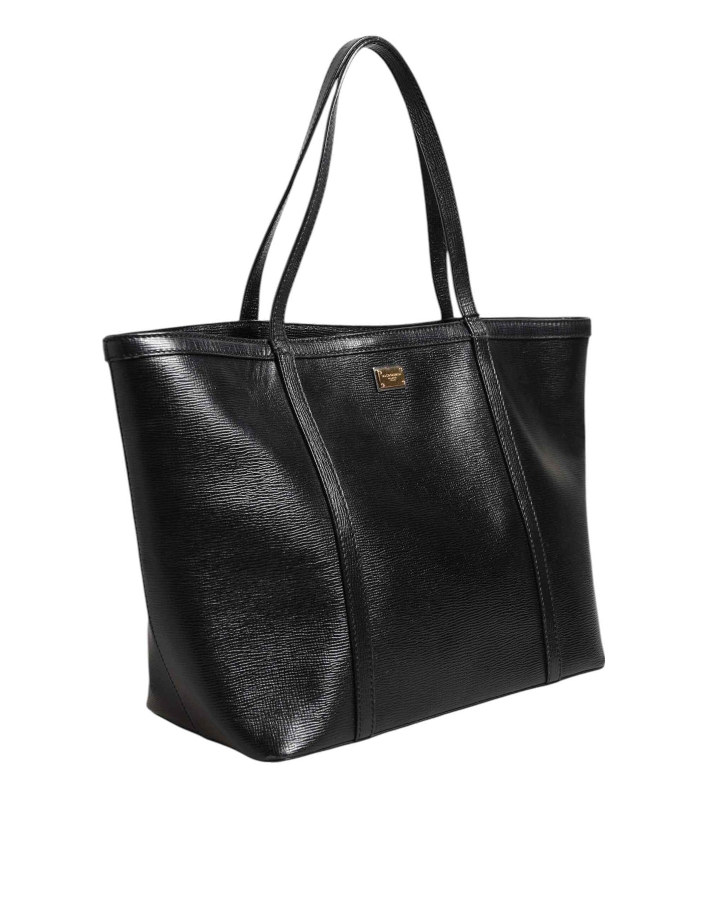 Dolce & Gabbana Black Leather Miss Escape Shopping Tote Women Borse Bag