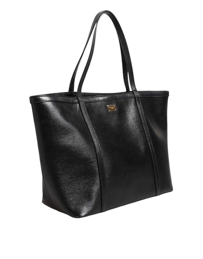 Dolce & Gabbana Black Leather Miss Escape Shopping Tote Women Borse Bag