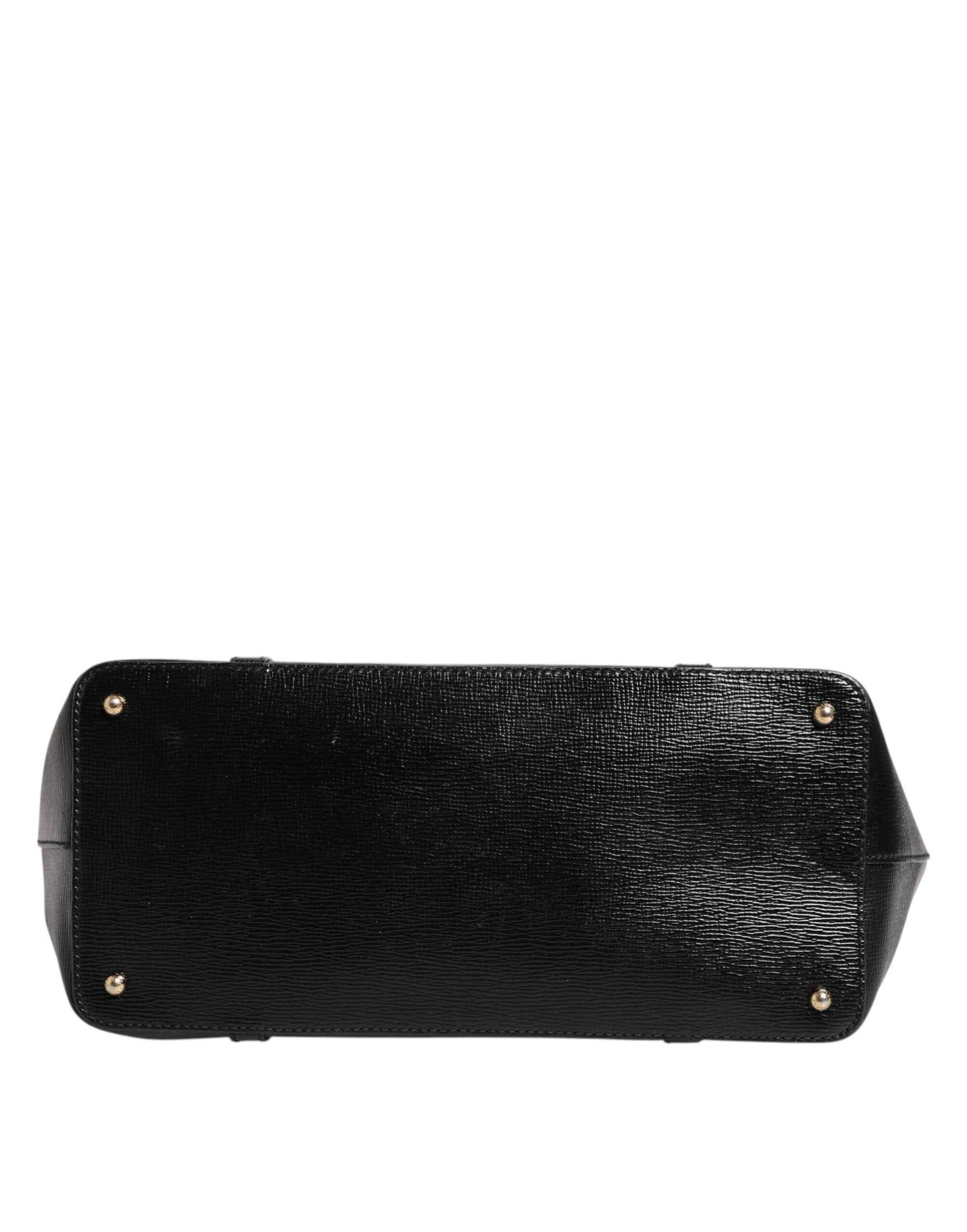 Dolce & Gabbana Black Leather Miss Escape Shopping Tote Women Borse Bag