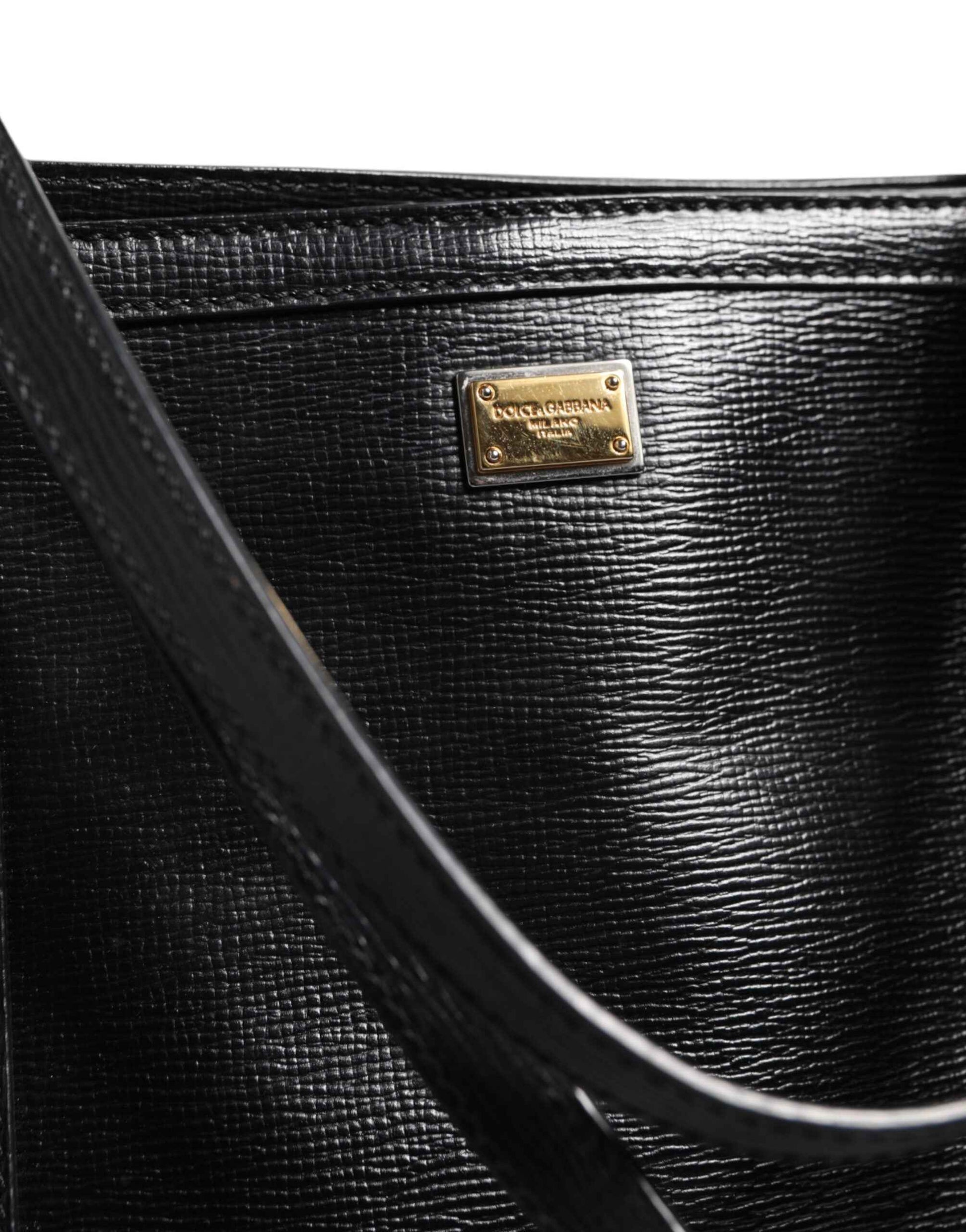 Dolce & Gabbana Black Leather Miss Escape Shopping Tote Women Borse Bag