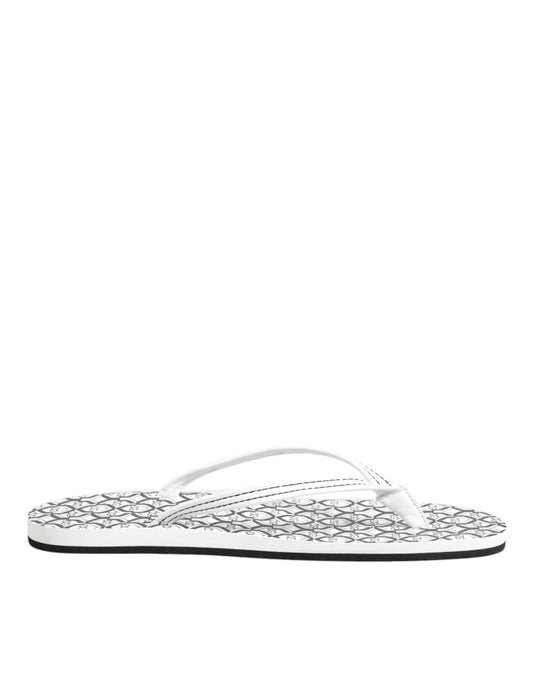 Dolce & Gabbana Black White Logo Beachwear Flats Slipper Shoes