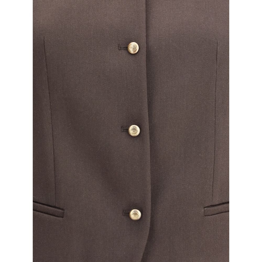 Giorgio Armani Single-breasted hemp and viscose Cardigan