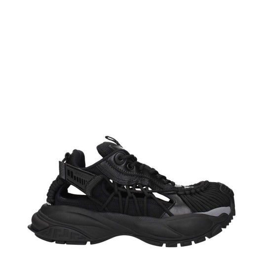 Versace Black Leather Athletic Sneakers