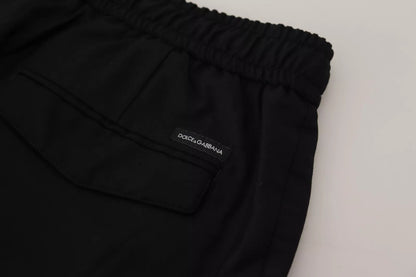 Dolce &amp; Gabbana Black Jogger Wool Jogging Trouser