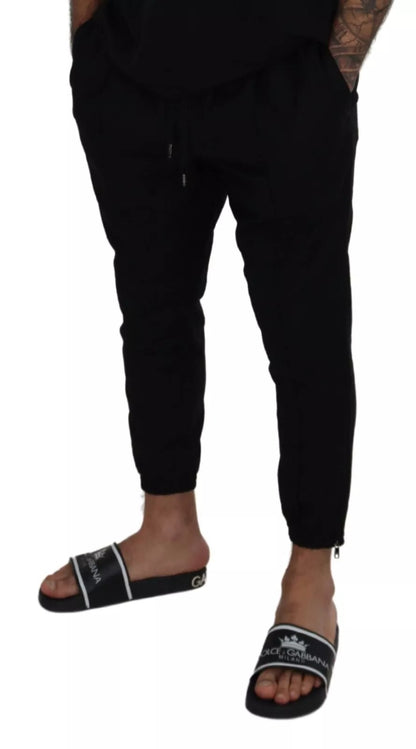 Dolce &amp; Gabbana Black Jogger Wool Jogging Trouser