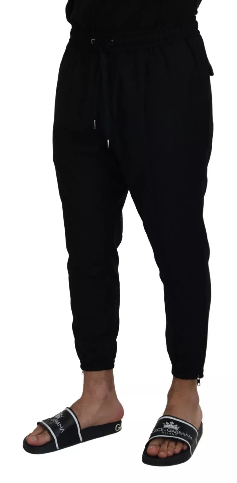 Dolce &amp; Gabbana Black Jogger Wool Jogging Trouser