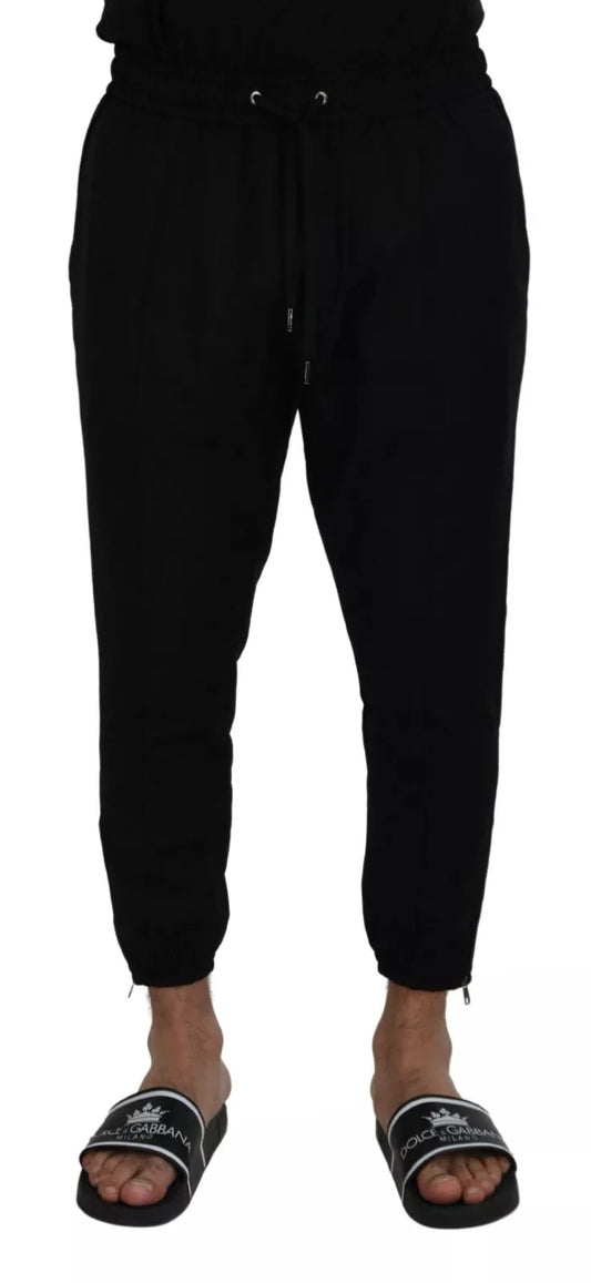 Dolce &amp; Gabbana Black Jogger Wool Jogging Trouser
