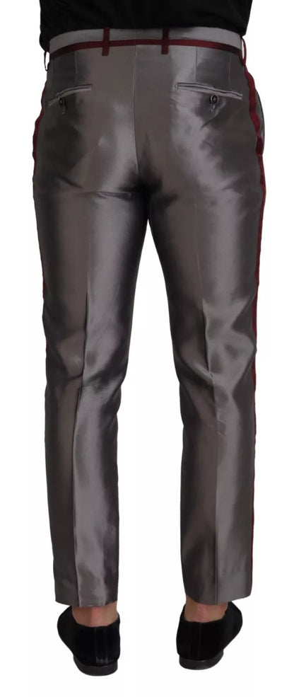 Dolce &amp; Gabbana Gray Silk Metallic Men Dress Trouser Pants