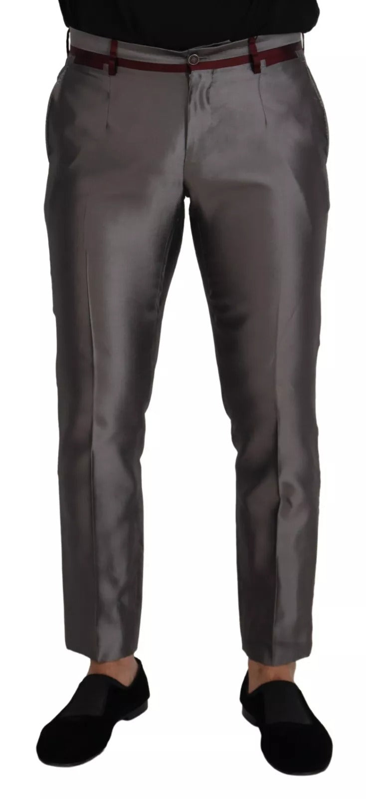 Dolce &amp; Gabbana Gray Silk Metallic Men Dress Trouser Pants