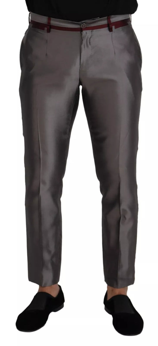 Dolce &amp; Gabbana Gray Silk Metallic Men Dress Trouser Pants