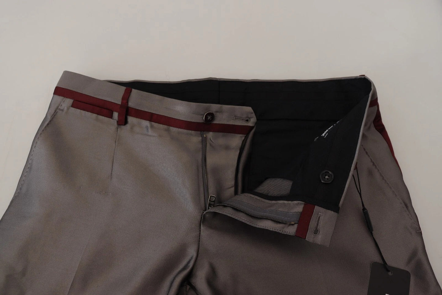 Dolce &amp; Gabbana Gray Silk Metallic Men Dress Trouser Pants