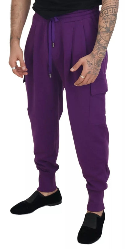 Dolce &amp; Gabbana Purple Cotton Cargo Sweatpants Jogging Pants