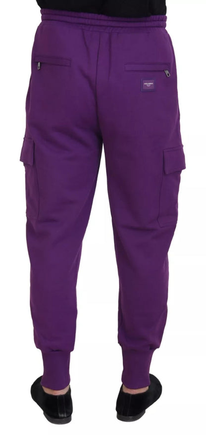 Dolce &amp; Gabbana Purple Cotton Cargo Sweatpants Jogging Pants
