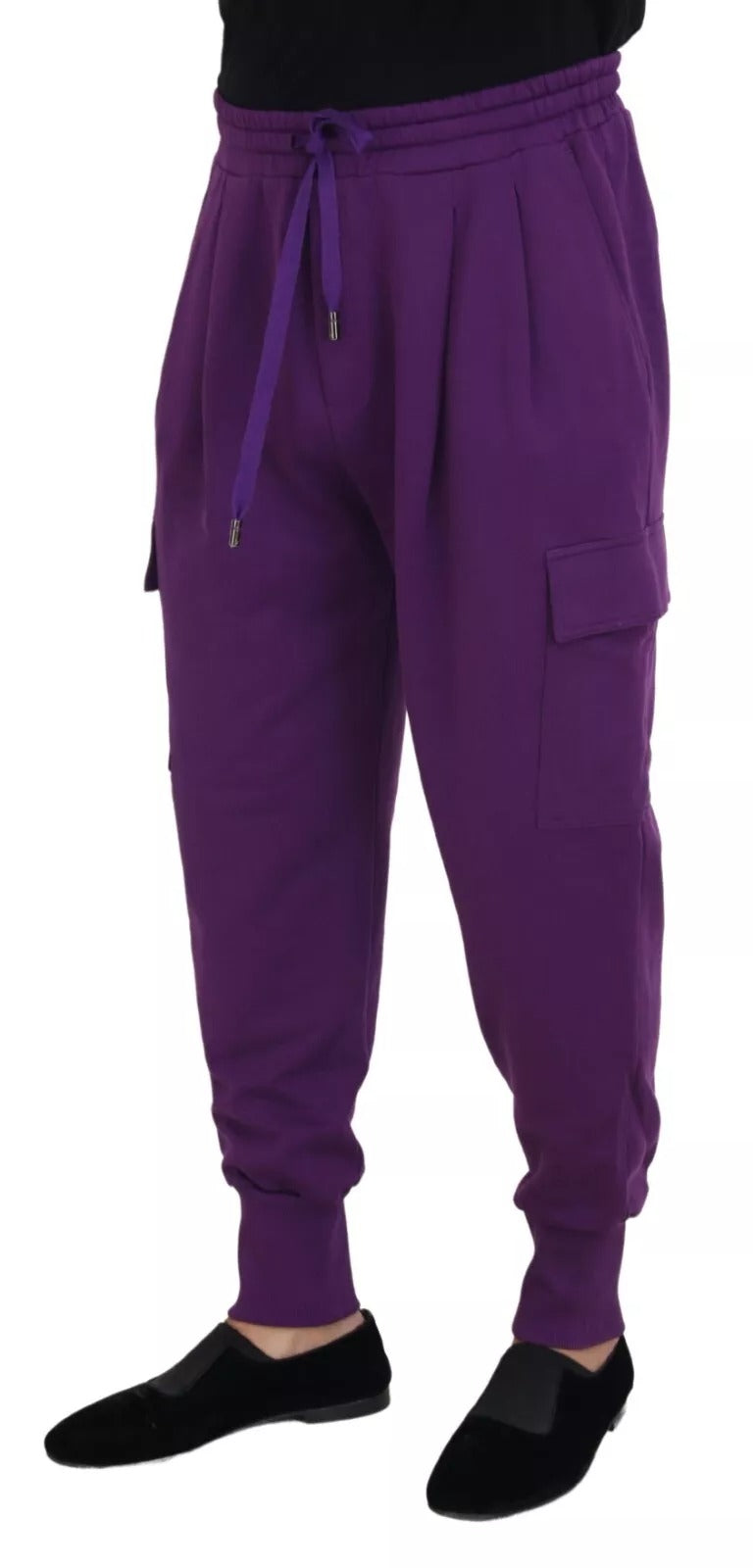 Dolce &amp; Gabbana Purple Cotton Cargo Sweatpants Jogging Pants