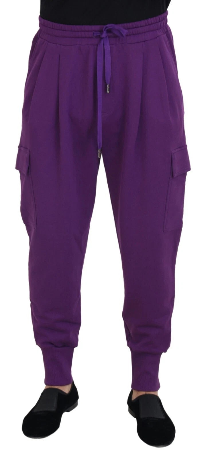 Dolce &amp; Gabbana Purple Cotton Cargo Sweatpants Jogging Pants