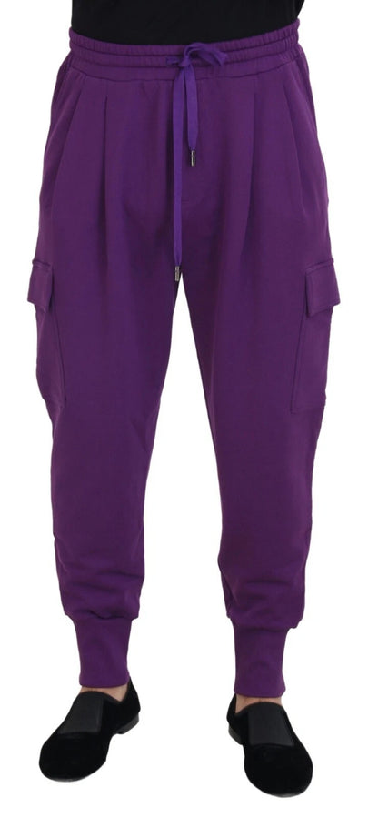 Dolce &amp; Gabbana Purple Cotton Cargo Sweatpants Jogging Pants