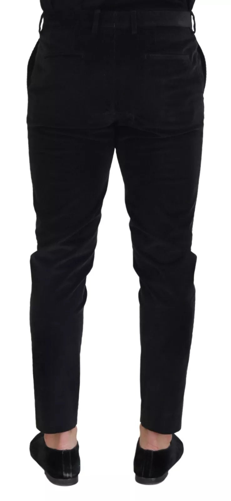 Dolce &amp; Gabbana Black Stretch Cotton Slim Trousers Chino Pants