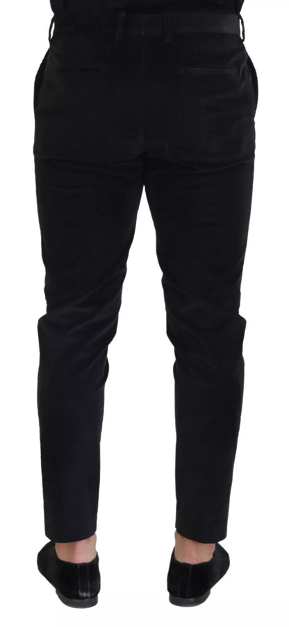 Dolce &amp; Gabbana Black Stretch Cotton Slim Trousers Chino Pants