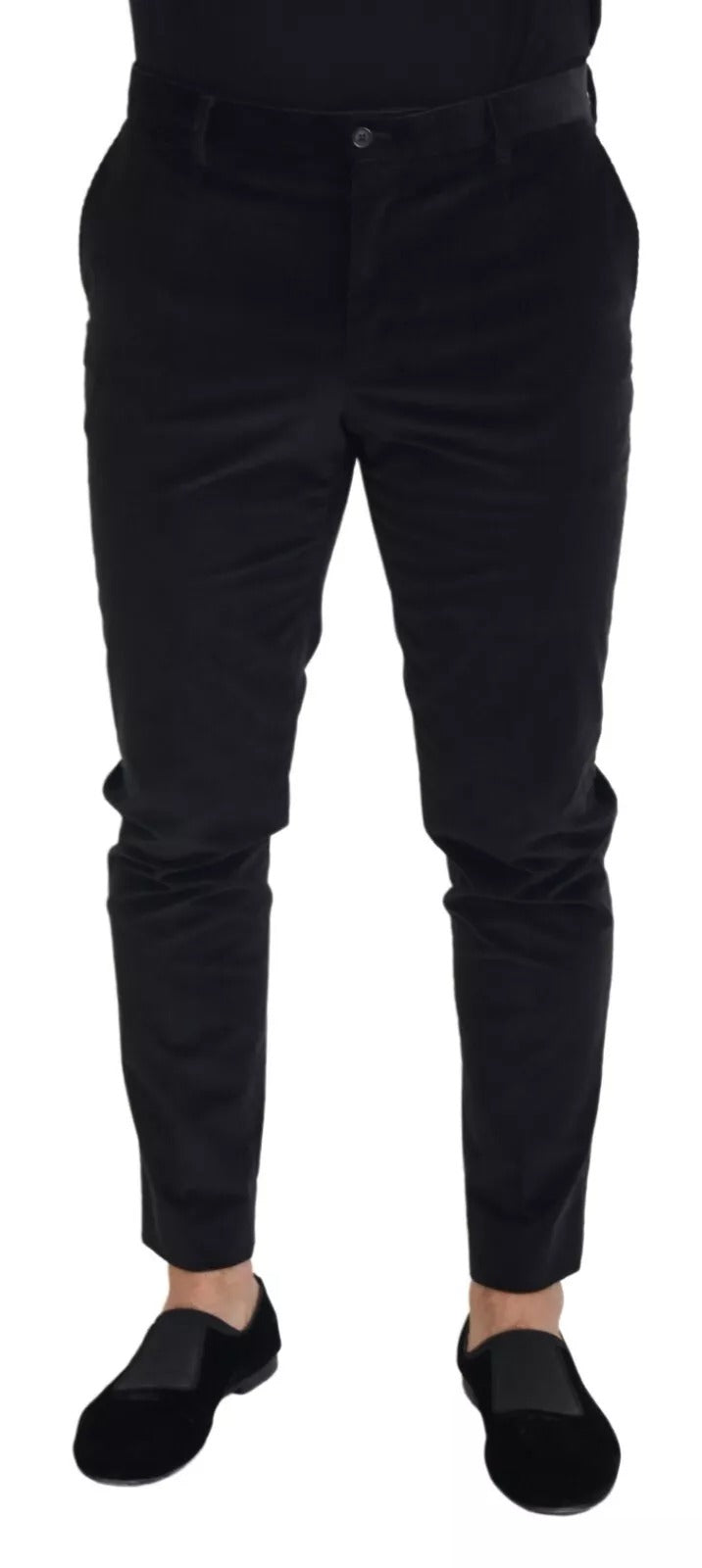 Dolce &amp; Gabbana Black Stretch Cotton Slim Trousers Chino Pants