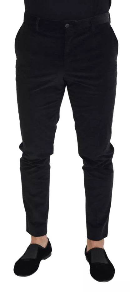 Dolce &amp; Gabbana Black Stretch Cotton Slim Trousers Chino Pants