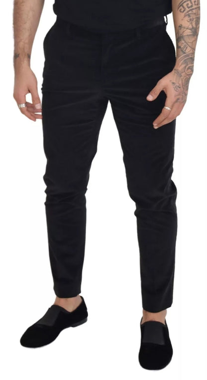 Dolce &amp; Gabbana Black Stretch Cotton Slim Trousers Chino Pants